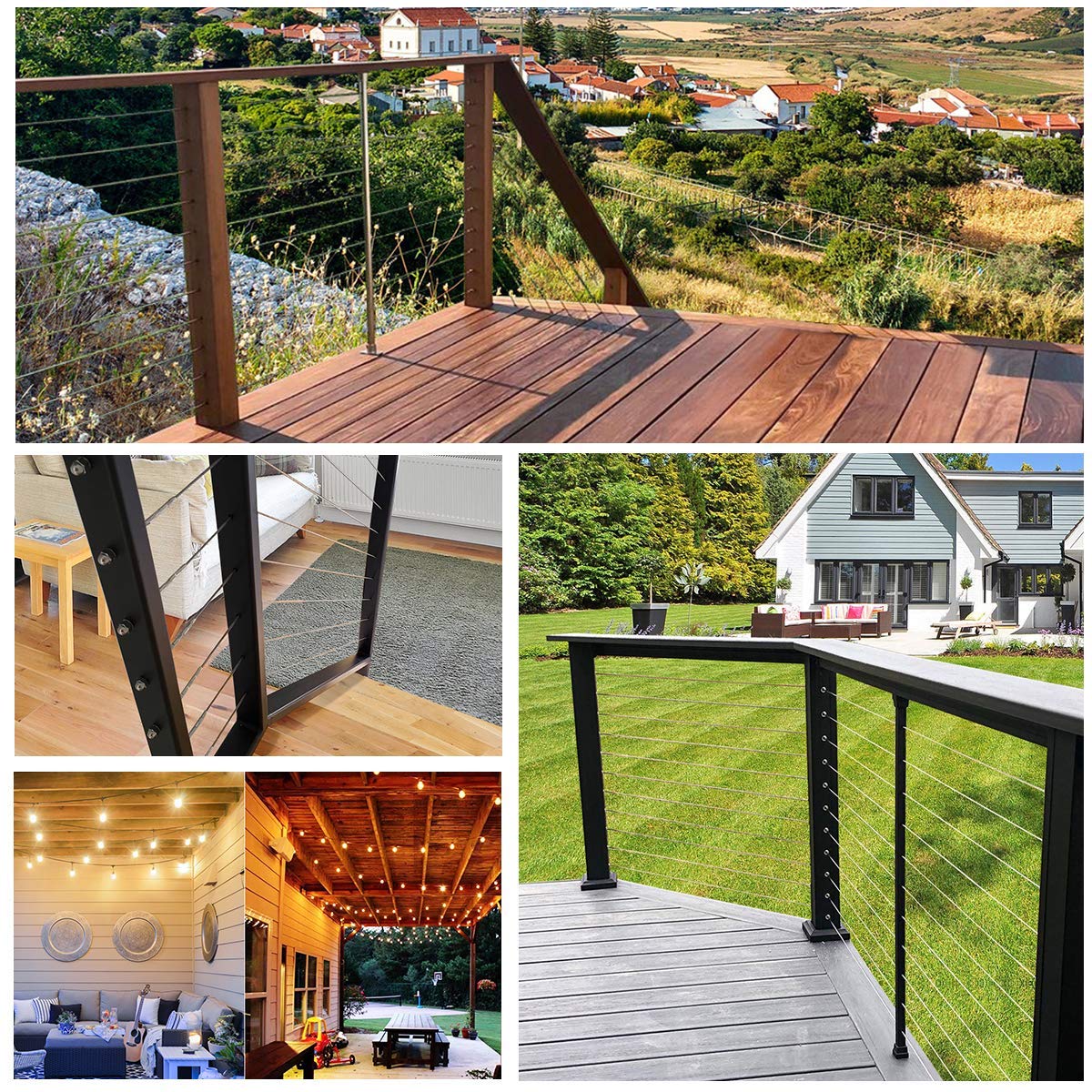 165 Feet Vinyl Coated Galvanized Steel Aircraft Cable for Railing Decking Stair Balustrade DIY I1645