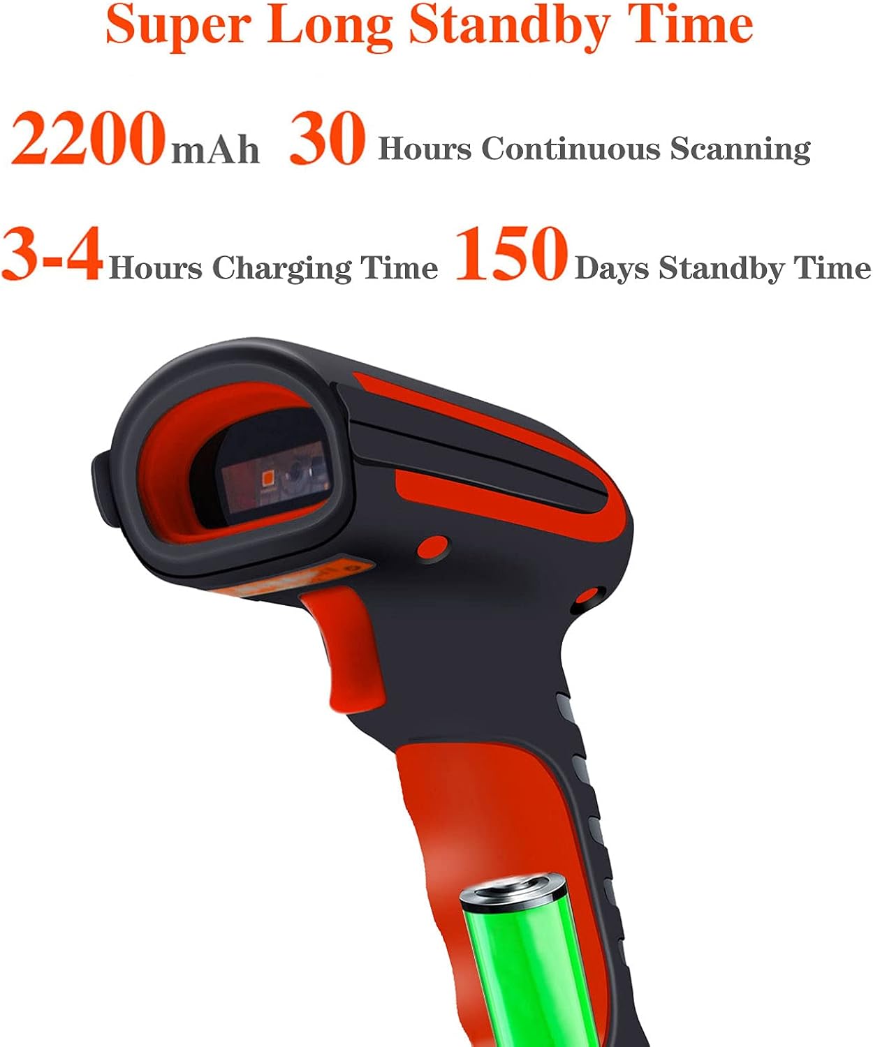 2D 1D QR Industrial Barcode Scanner with Stand, Bluetooth & 2.4GHz Wireless & Wired USB 3in1, Hands Free Barcode Reader, Pack of 2 Y412251
