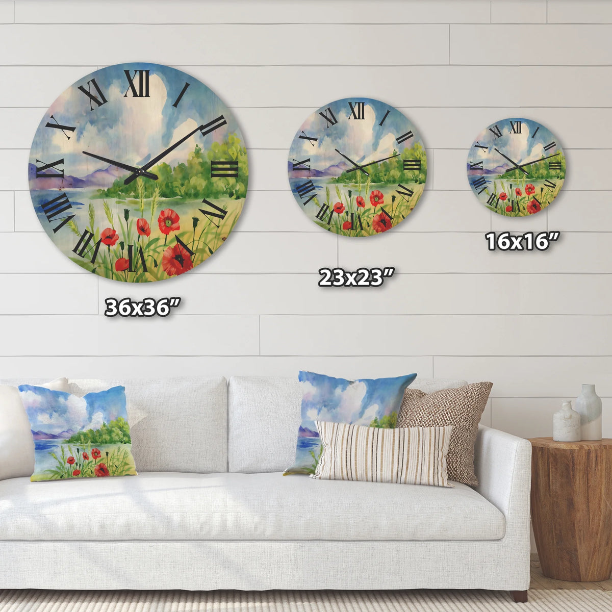 Red Tulips Wood Wall Clock R5232
