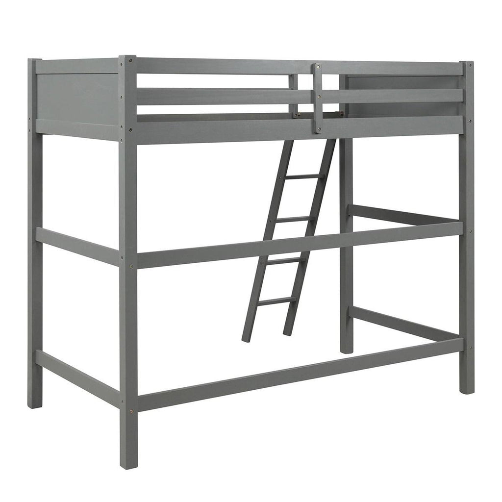 Grey Solid Wood Loft Bed with Angled Ladder K415
