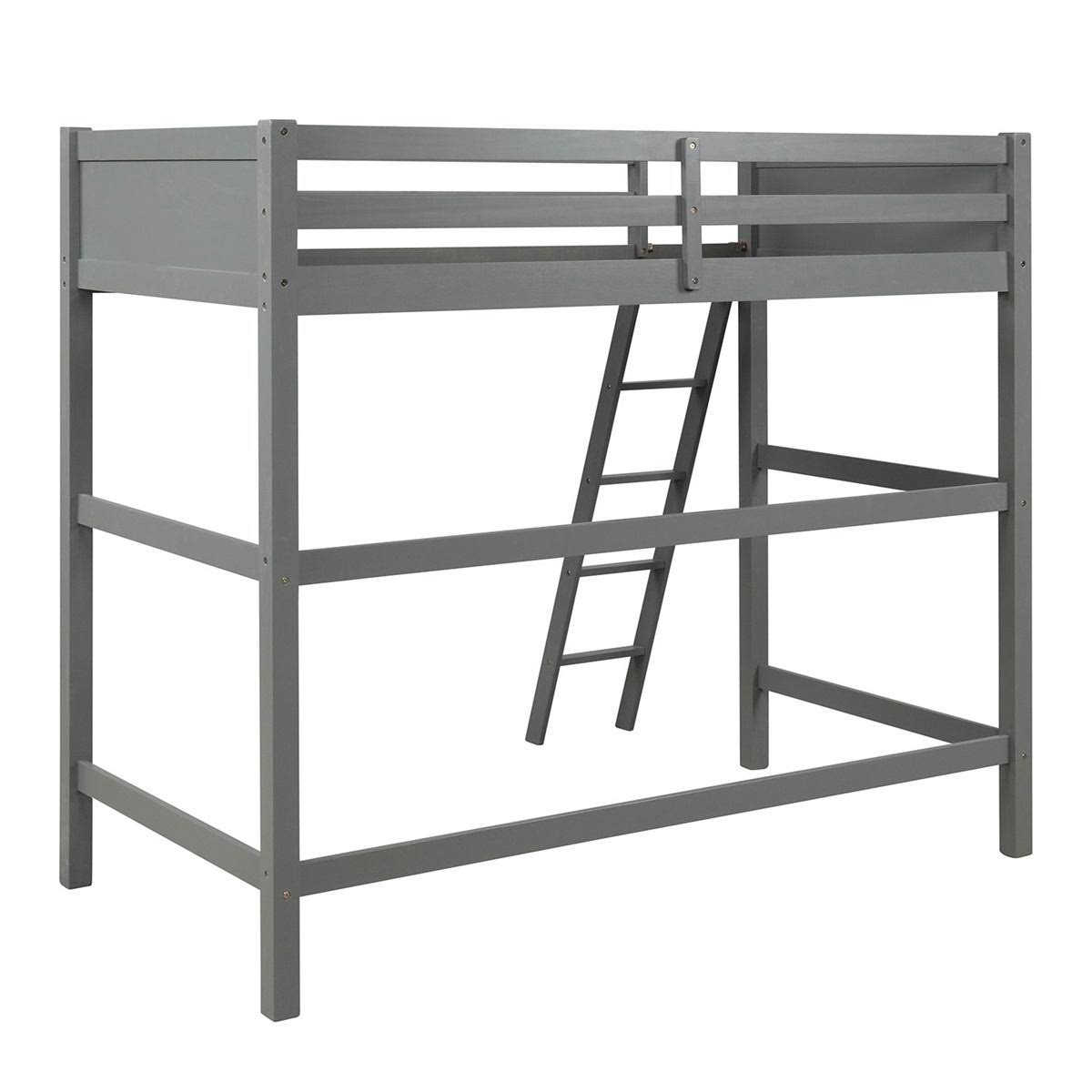 Grey Solid Wood Loft Bed with Angled Ladder K415