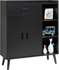 Rustic Brown Mid Century Storage Cabinet with 1 Drawer 2 Doors 3 Shelves F45301