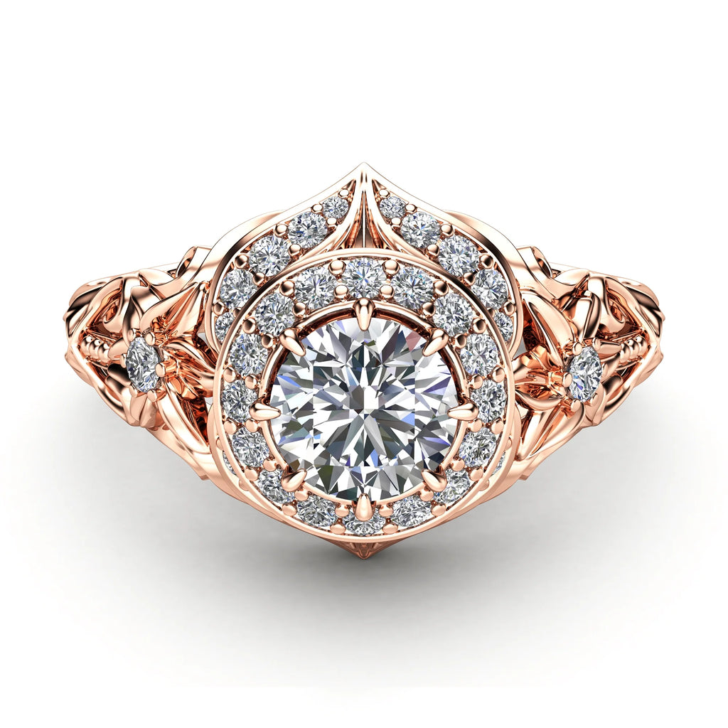 Vintage Inspired Diamond Rose Gold Engagement Ring O568