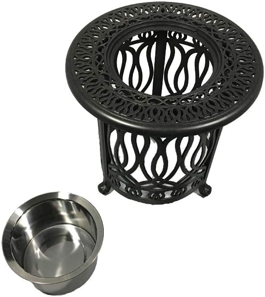 Cast Aluminum Patio 21'' Round End Table with Ice Bucket Insert Desert Bronze O51613