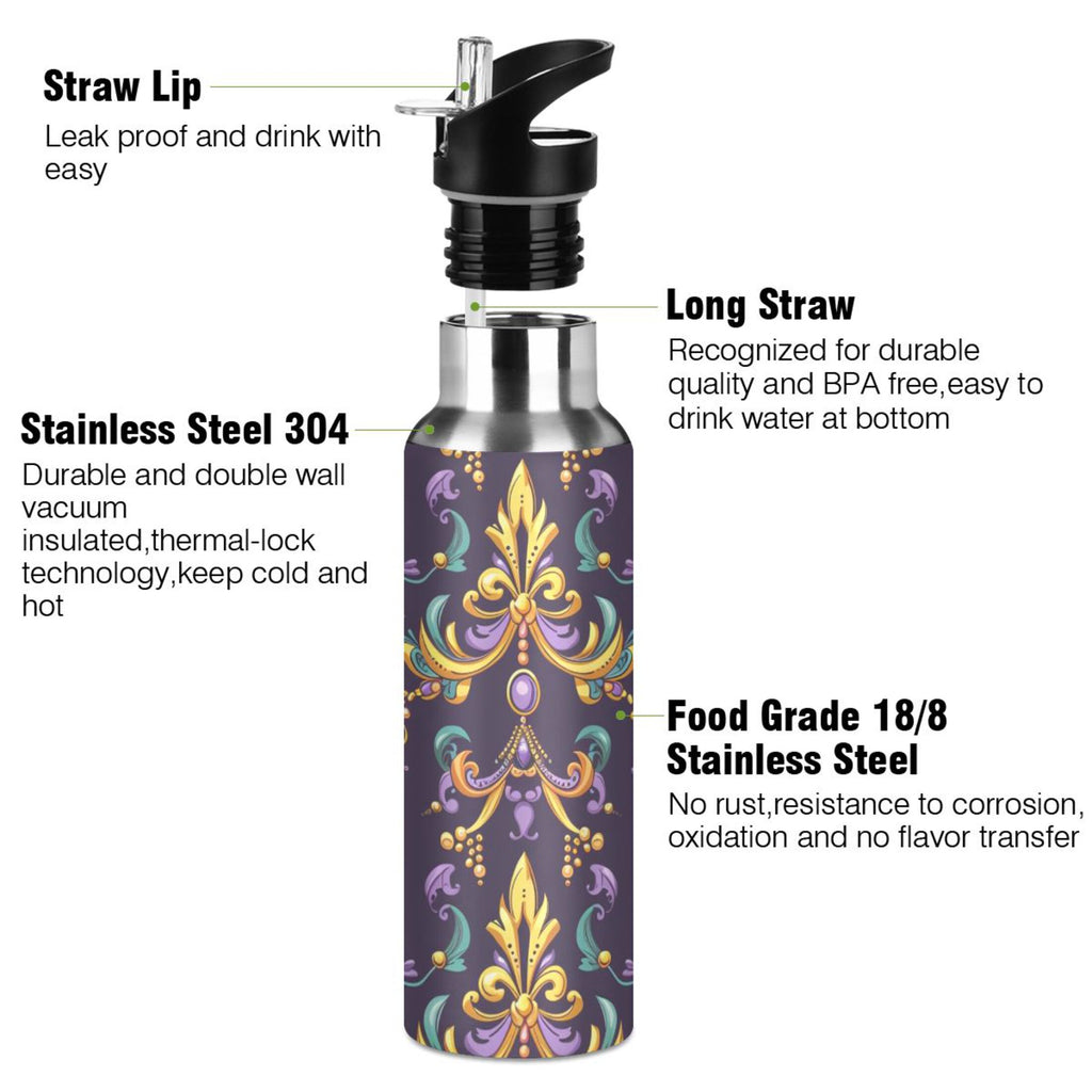 20 oz Insulated Stainless Steel Water Bottle with Straw Lid D1511