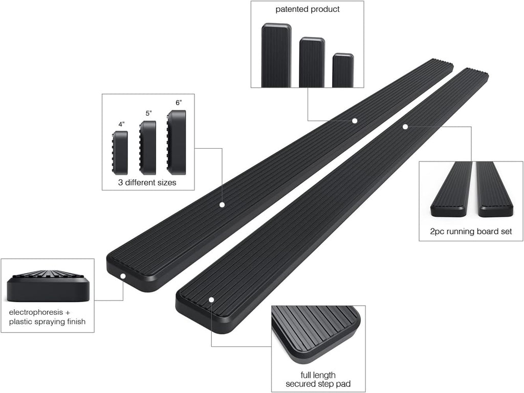 Black 6in Running Boards U8180