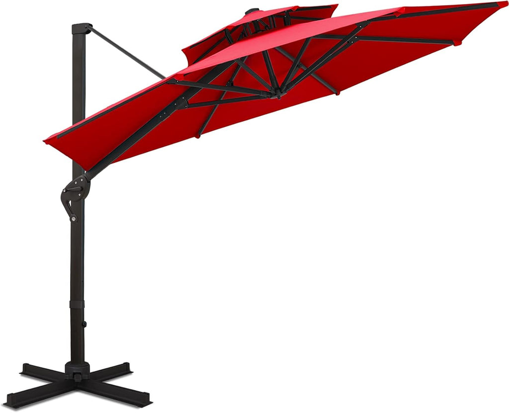 11FT Double Top Cantilever Patio Umbrella Tan Q106280