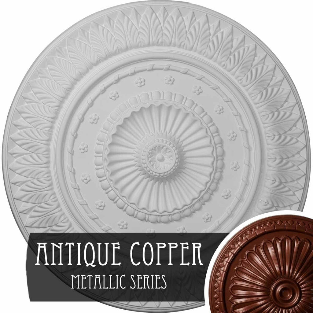 26 5/8x22OD x 2 1/4x22P Hand-Painted Warm Silver Ceiling Medallion G4123