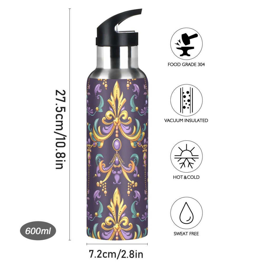 20 oz Insulated Stainless Steel Water Bottle with Straw Lid D1511