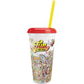 32 oz. Tall Plastic Souvenir Cup with Straw and Lid - 300/Case K787599