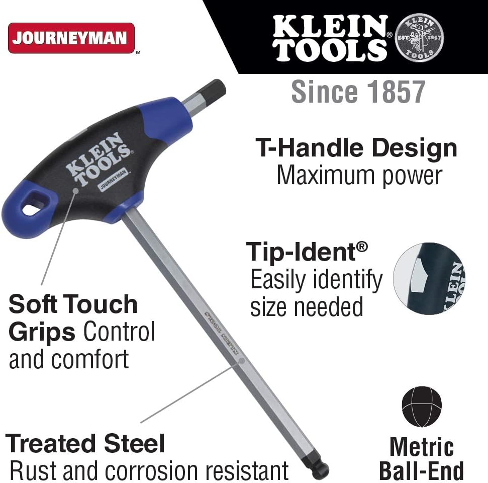 8-Piece Metric Ball End T-Handle Hex Key Allen Wrench Set with Stand F236