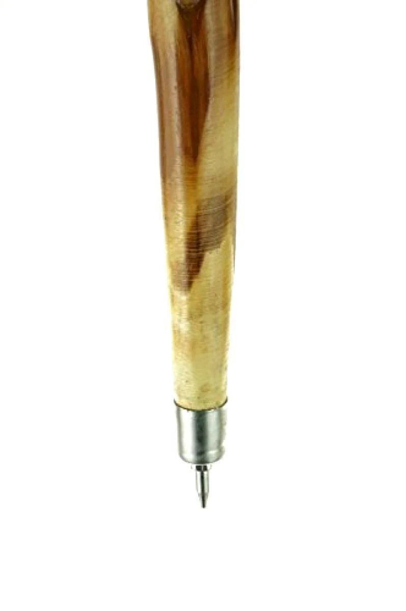 Natural Wood Walking Stick with Root Head, Carved Hand Grip, Steel X468644