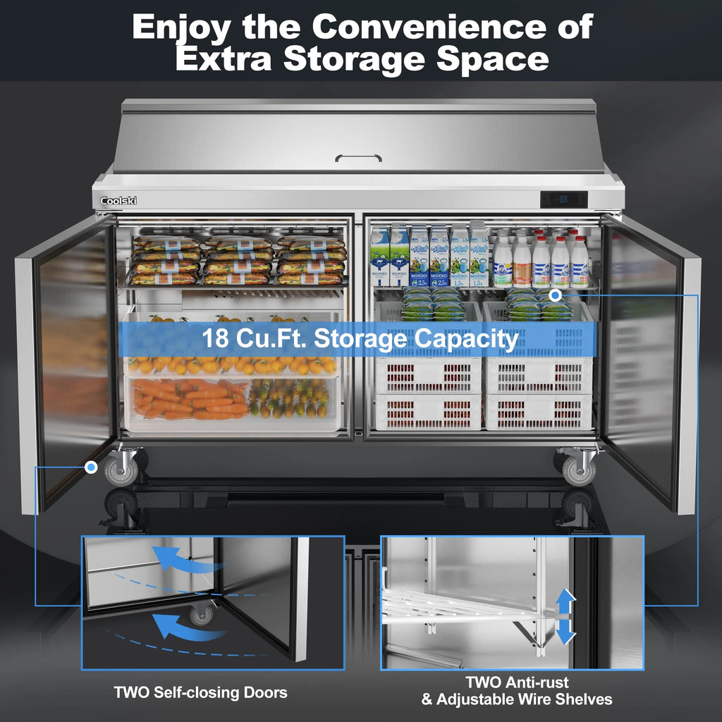 2 Door Commercial Refrigerator Prep Table with Cutting Board A94115