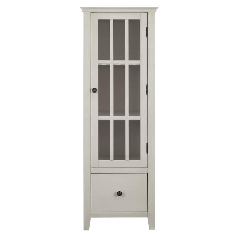Antique White 3-Shelf Glass Curio Cabinet C1801
