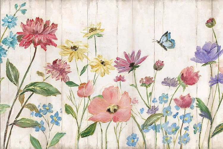 Wildflower Flutter on Wood Canvas Wall Decor Prints G9440
