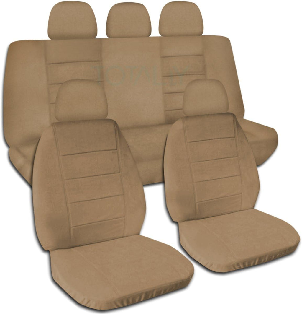 Charcoal Solid Color Car Seat Covers with 5 Headrest Covers D210