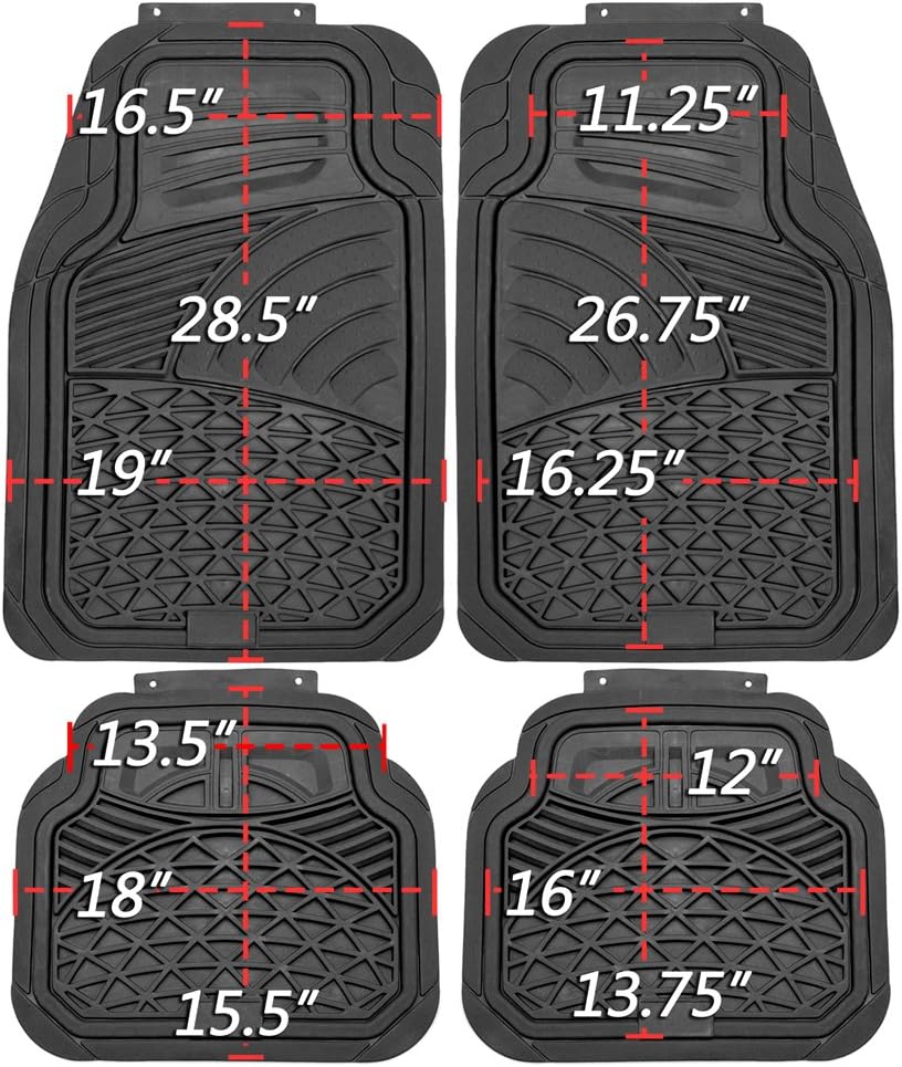Black 4-Piece Rubber Floor Mats O891031