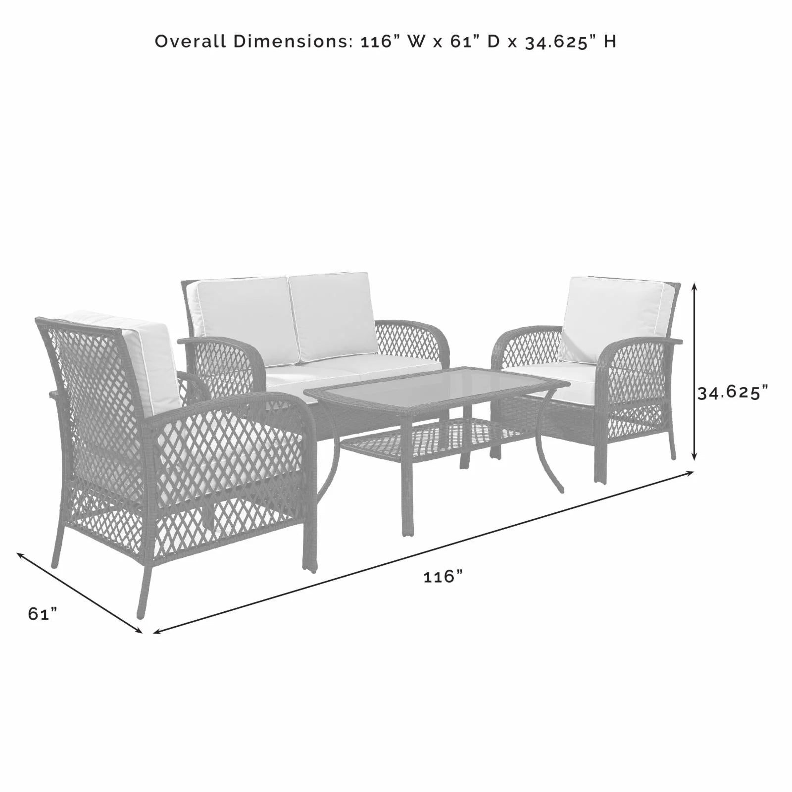 4 Piece Wicker Patio Sofa Set in Brown and Sand K887700