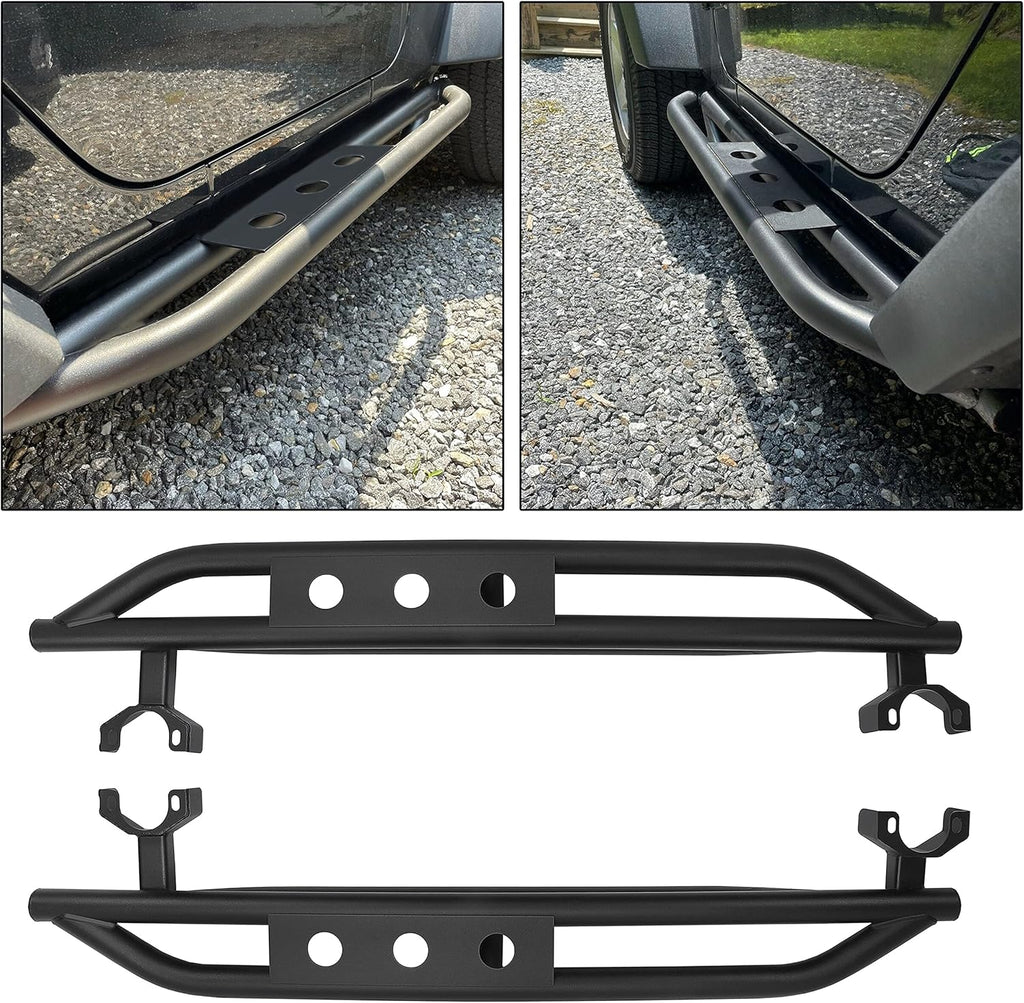 Black Steel Running Board Step Rails A974803