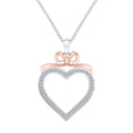 1/5 Ct Round Natural Diamond Bow Heart Pendant Necklace 925 Sterling Silver 10K Solid Rose Gold V174786