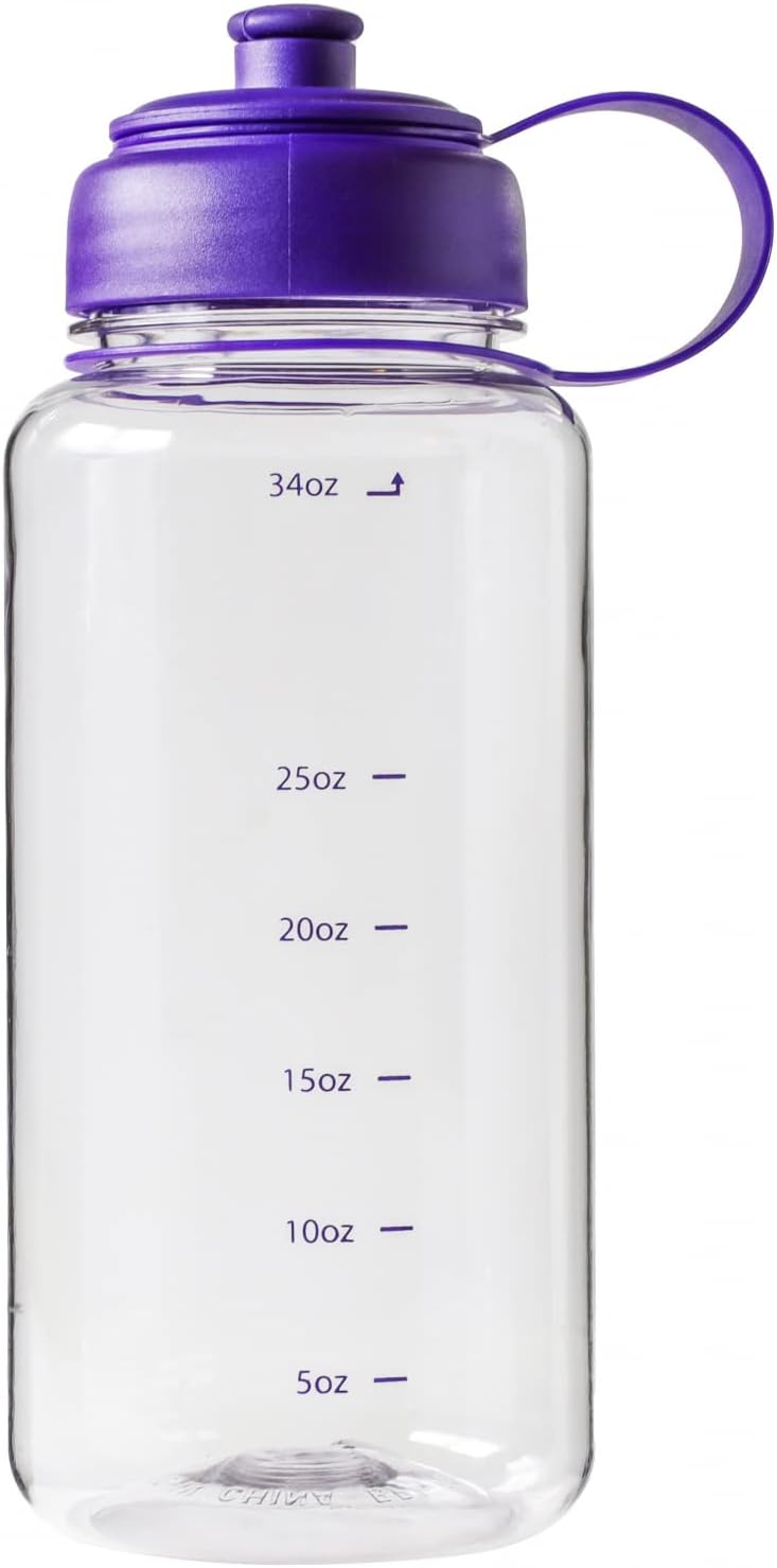 Purple 32Oz Water Bottle with Rubber Airtight Lid E7657
