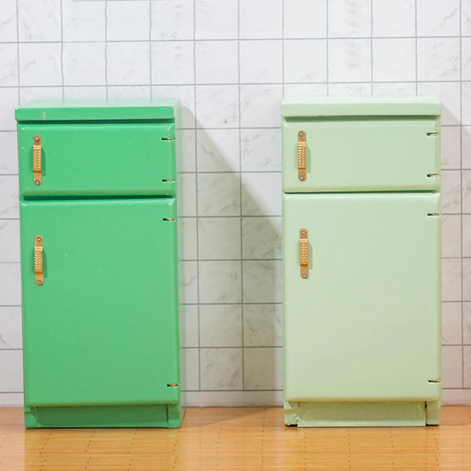 Light Green 1:12 Scale Birch Wood Dollhouse Fridge Furniture Set A8251