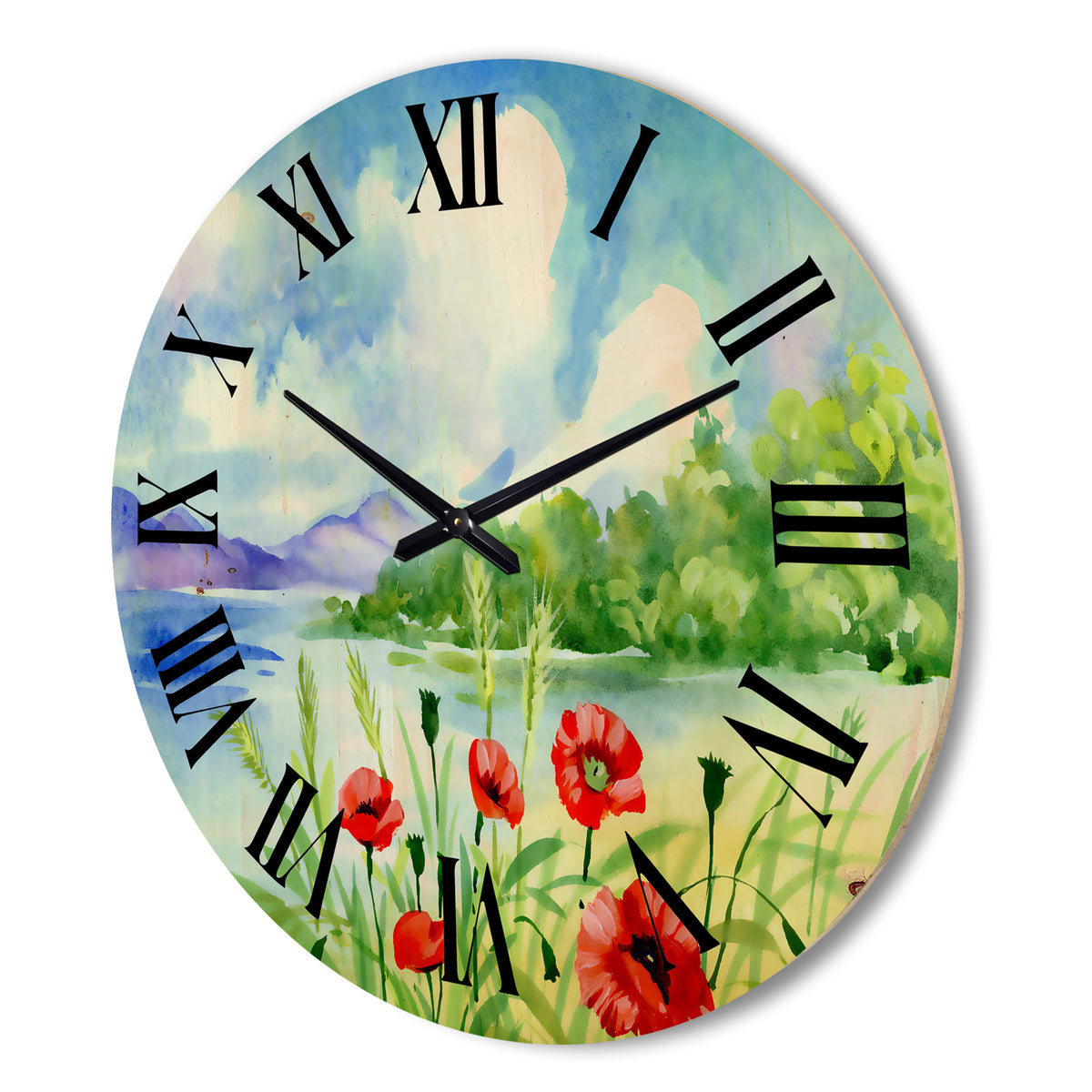 Red Tulips Wood Wall Clock R5232