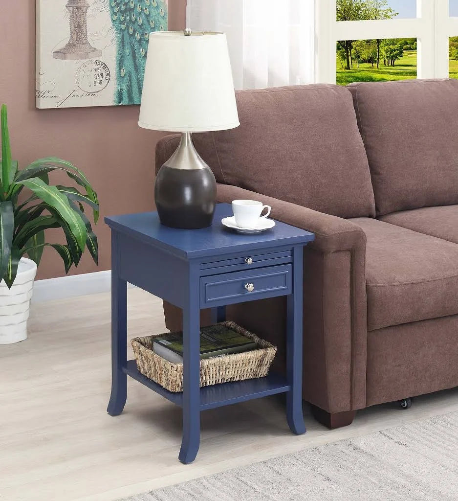 Blue End Table with Drawer and Slide C85877