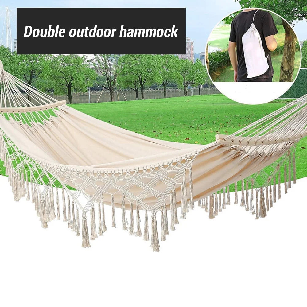 Double Macrame Hammock Two Person Swing Bed Z72946