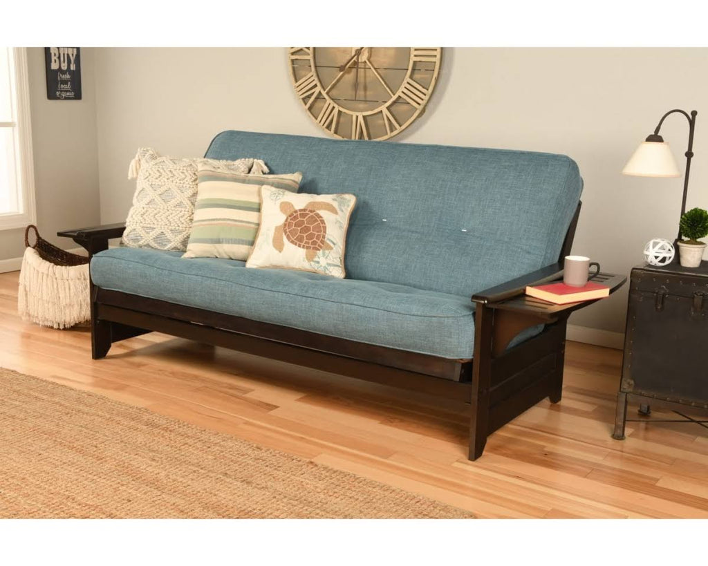 Linen Fabric Mattress in Blue/Espresso P2804