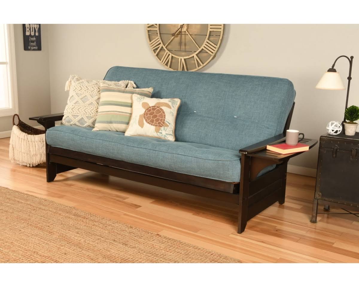 Linen Fabric Mattress in Blue/Espresso P2804