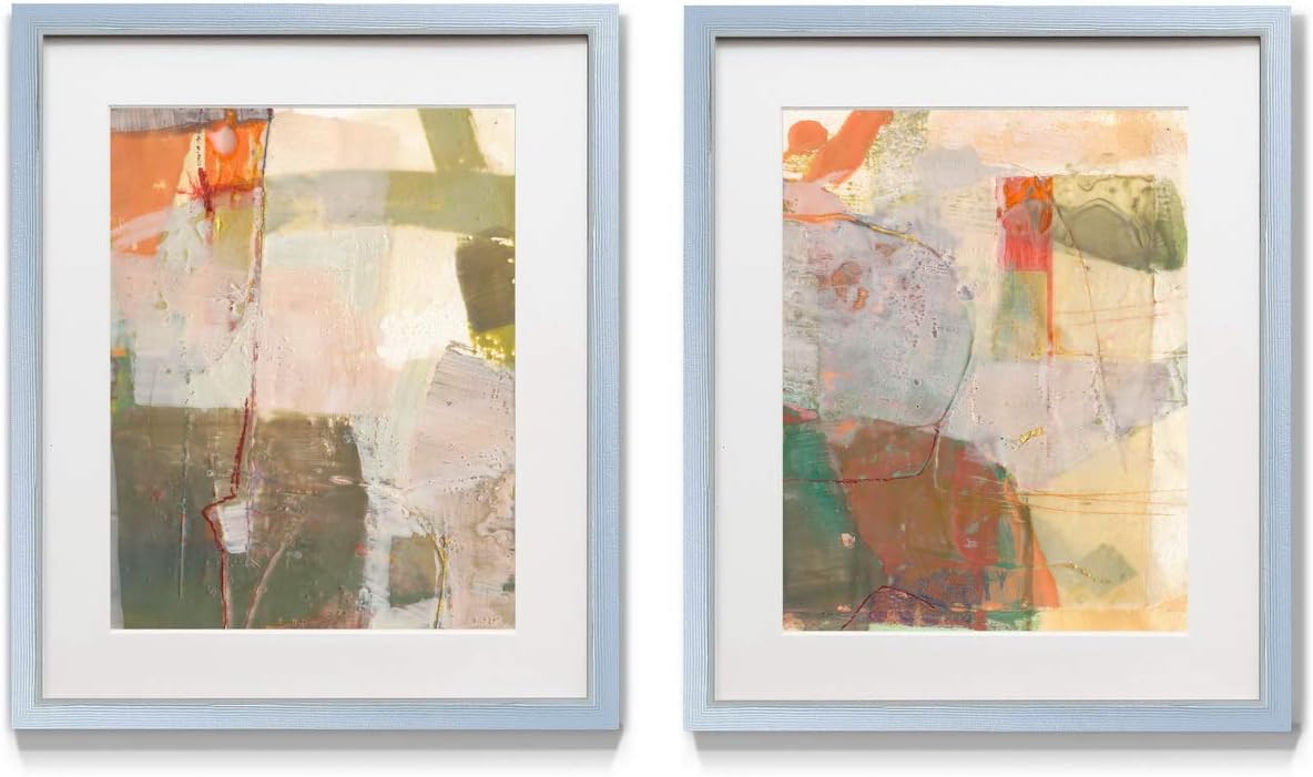 2 Piece Framed Artwork Set, Silver Frame, White Mat, Plexiglass, 16 in W X 20 in H O365