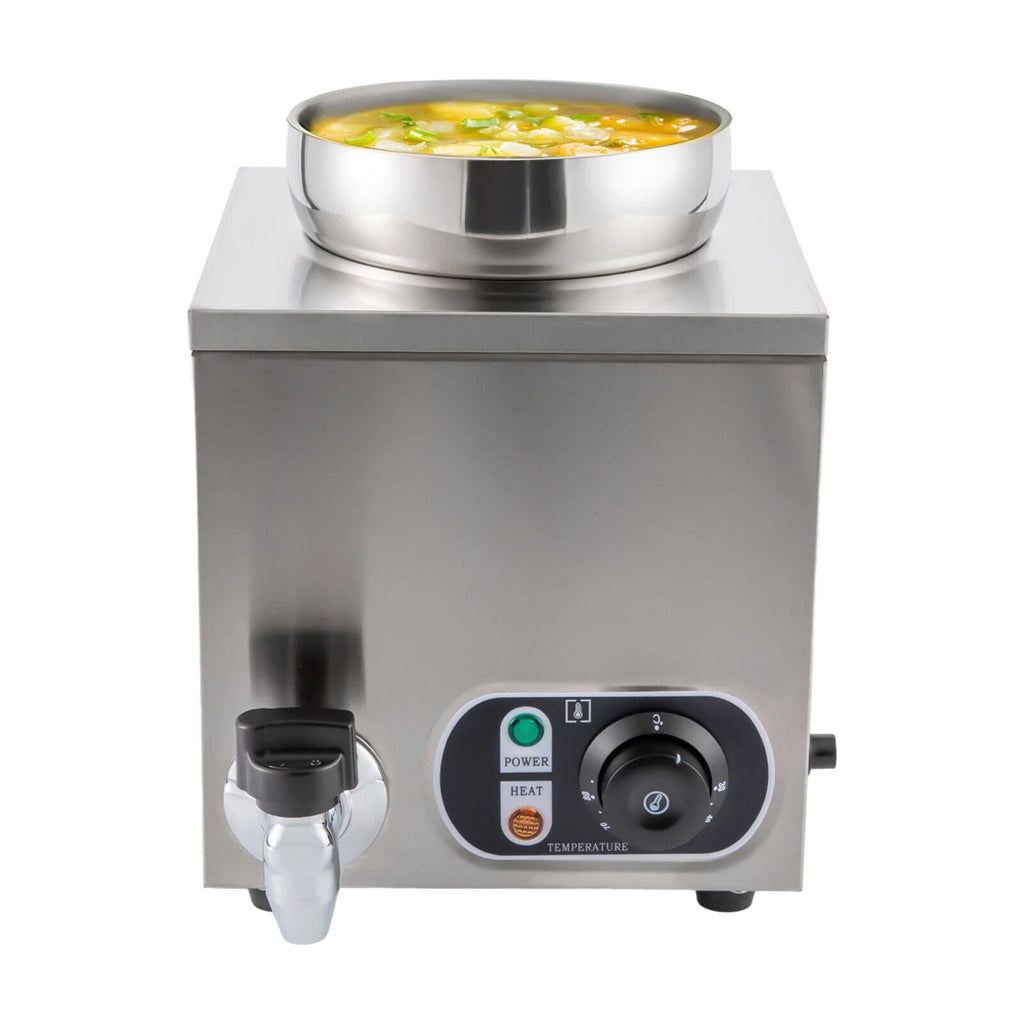 Commercial Soup Warmer Electric Food Warmer, Stainless Steel Countertop Soup Pot with Tap L1461