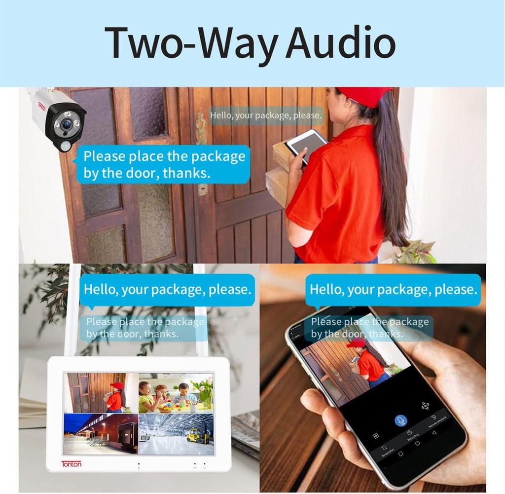 White 7" IPS Touchscreen 4CH NVR Kit with 2PCS 2MP Camera B8385