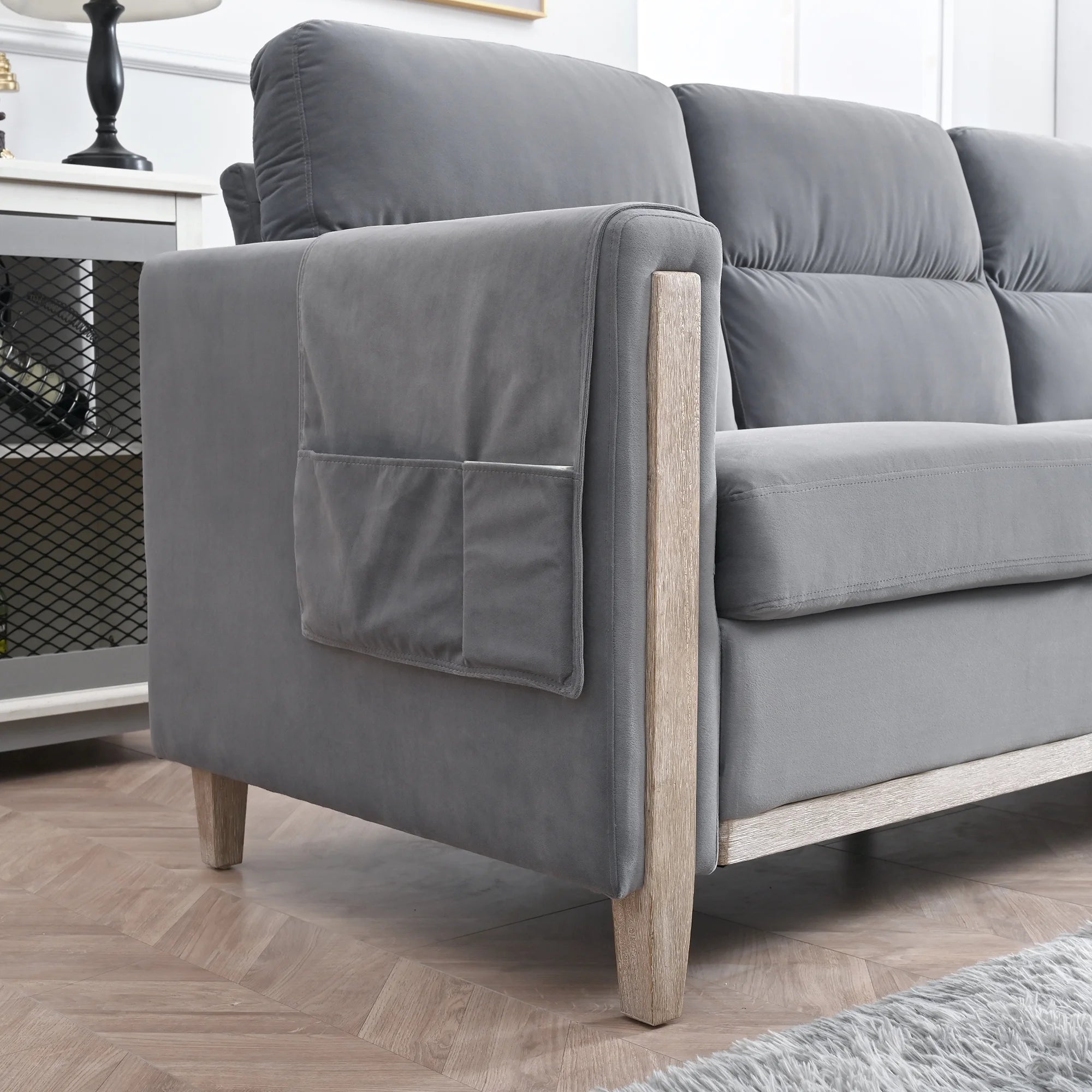 Solid Wood Three-Seater Sofa Couch J1999