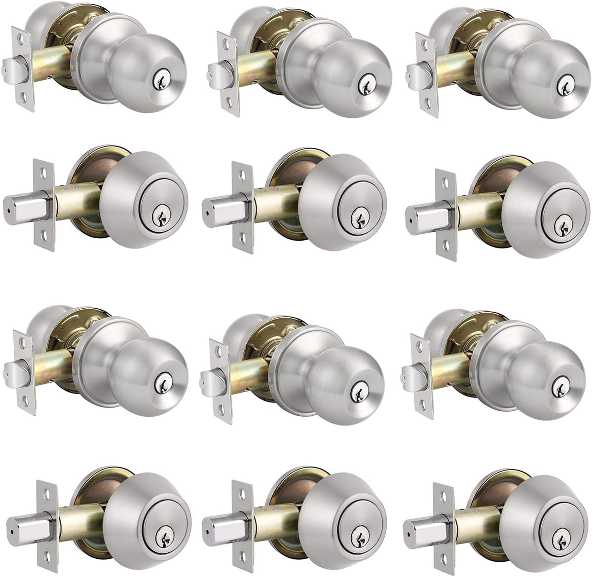 Entry Door Knobs with Single Cylinder Deadbolt, Satin Nickel Finish, Pack of 2 Q76791