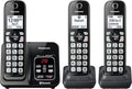 Metallic Black Cordless Phone System with Answering Machine, 3 Handsets S443673