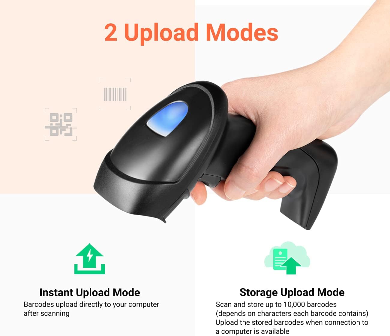 Wireless Barcode Scanner 1D 2D QR with USB Charging Base, Pack of 2 P915770