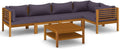 6 Piece Patio Lounge Set with Cushion Solid Acacia Wood Outdoor Couch Gray U87520
