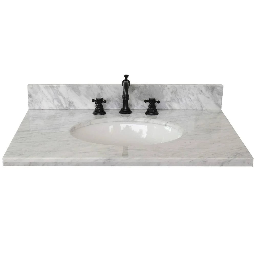 White Carrara Marble Top with Oval Sink M24288