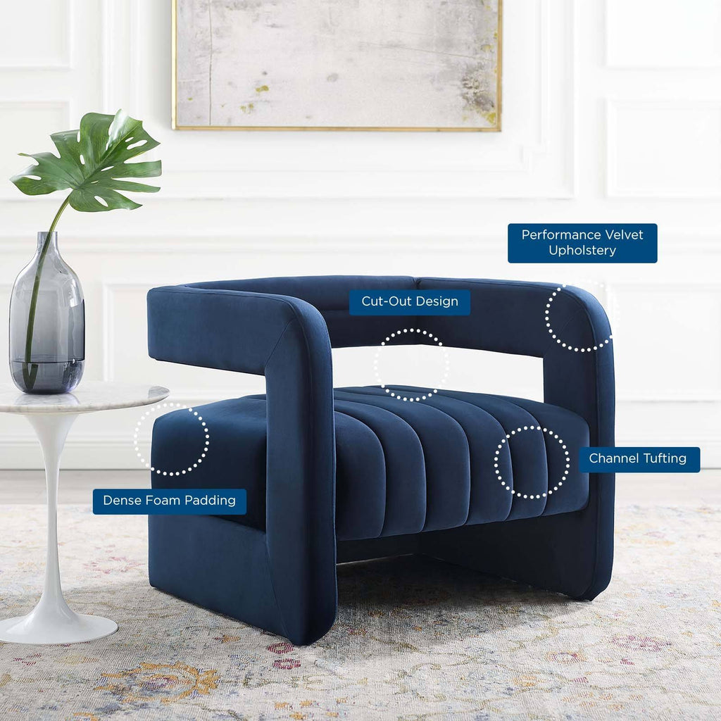 Midnight Blue Tufted Velvet Accent Armchair R31038