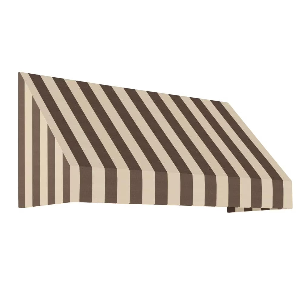 10.375 ft Acrylic Fabric Fixed Awning, Brown/Tan Stripe R834131