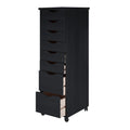 Solid Wood 6+2 Drawer Roll Cart Black P130468