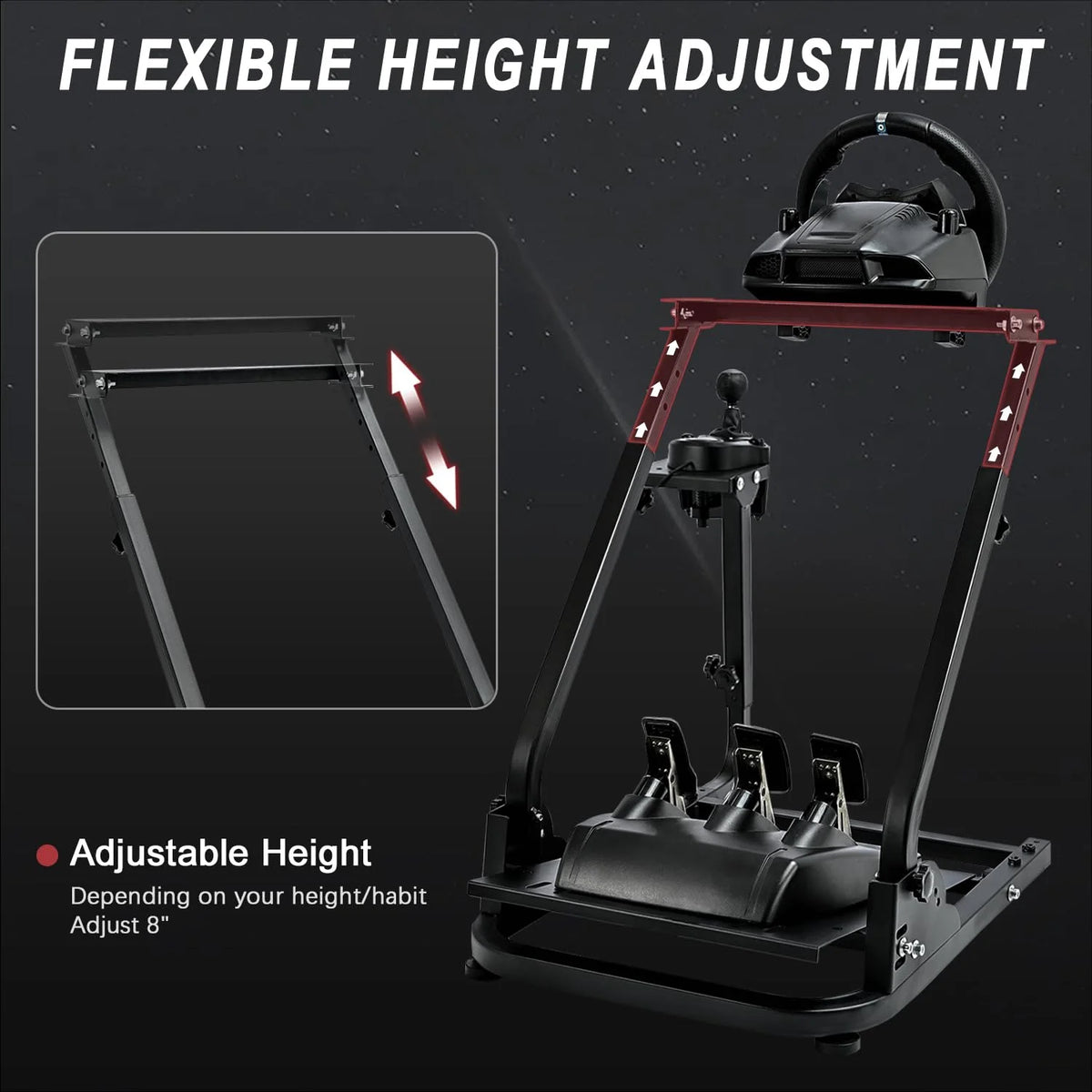 Racing Wheel Stand with Adjustable Shifter Mount H3714