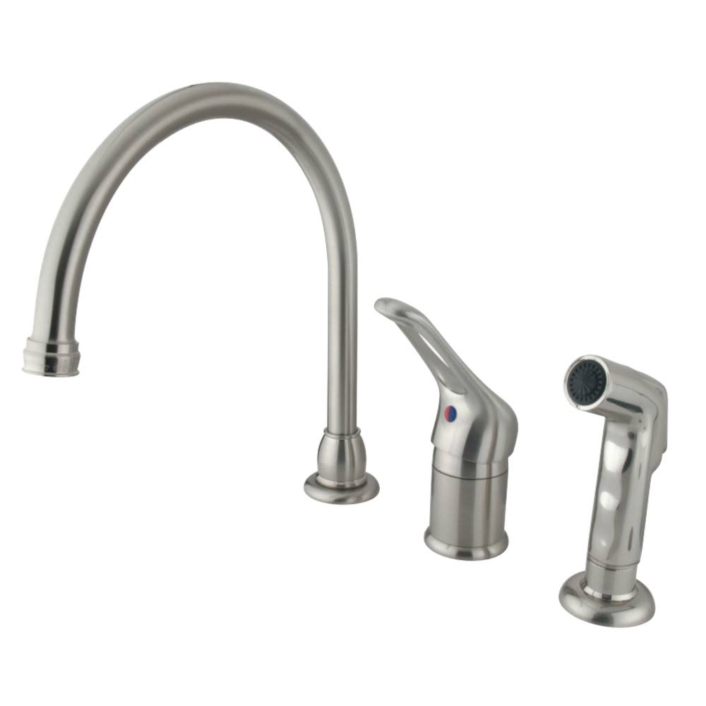 Satin Nickel Single Loop Handle Kitchen Faucet with Side Sprayer P98605