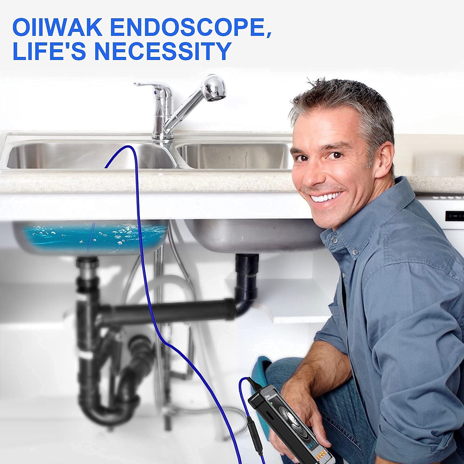 Industrial Endoscope Camera 5.5mm Waterproof 1080P HD 4.3 Screen with Light, Tool Box, 11.5FT Cable Pack of 2 E4774