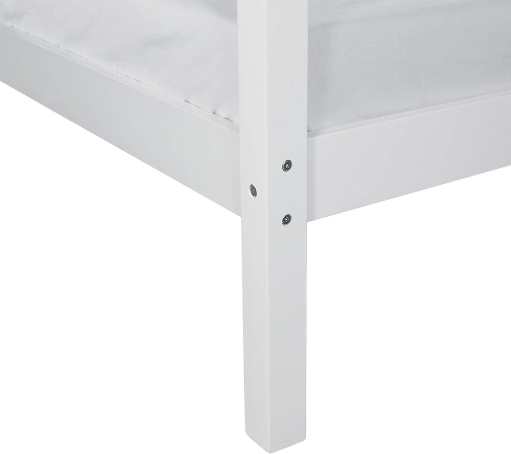White Twin Size Wood Canopy Bed S8313