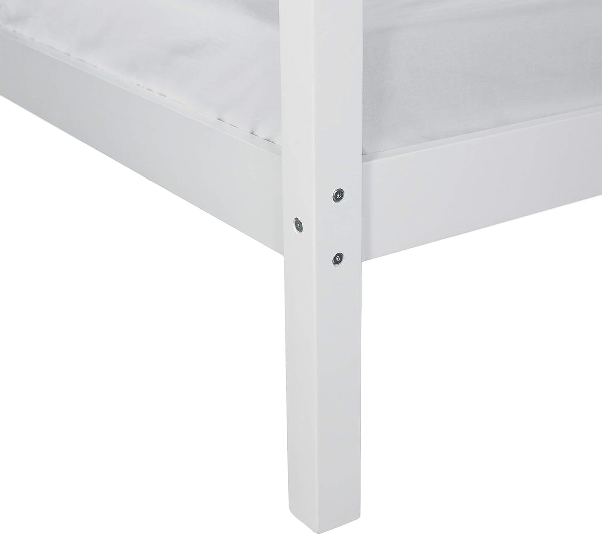 White Twin Size Wood Canopy Bed S8313