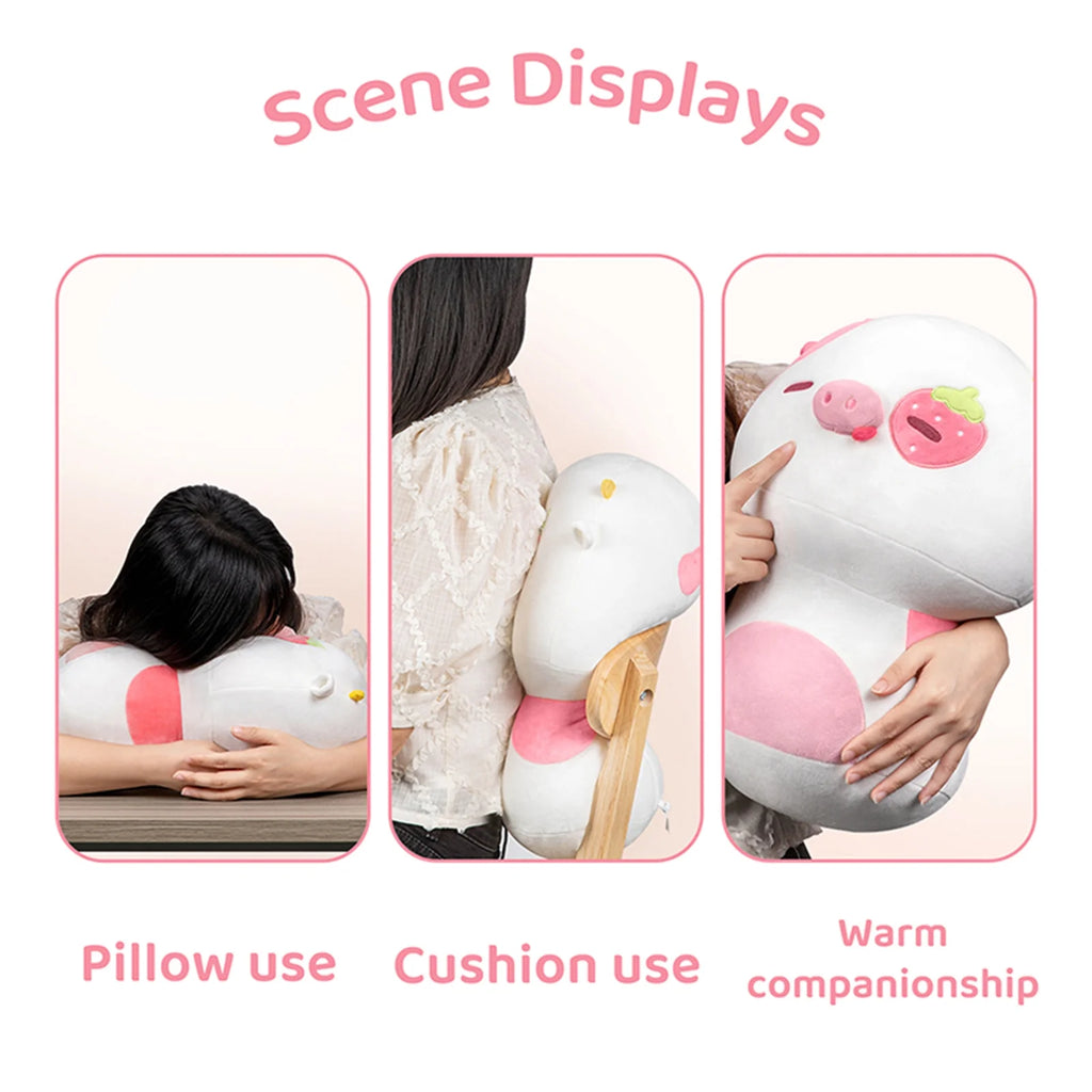 13.5" Mushroom Plushies Strawberry Cow Plush Pillow E343581