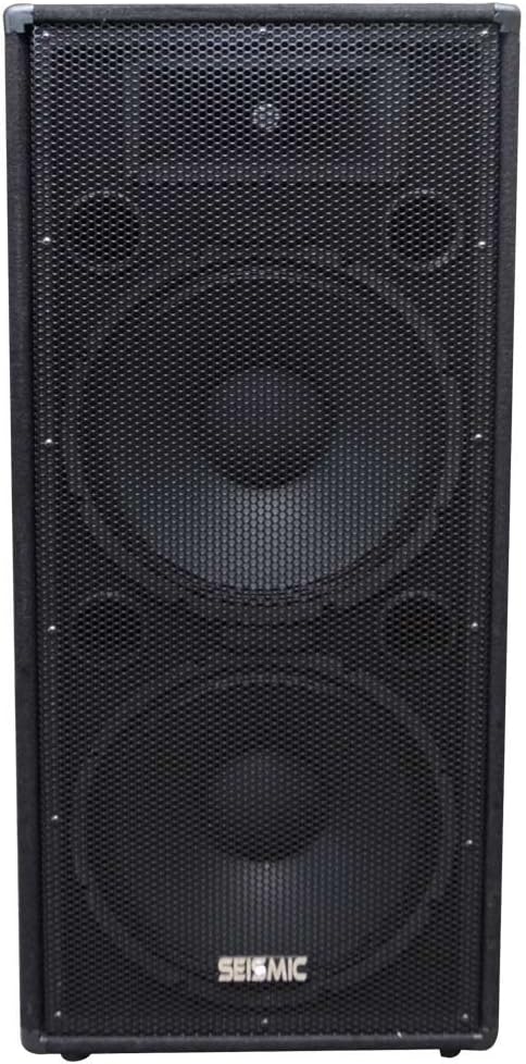 Pair of Dual 15 PA/DJ Speaker Cabinets with Titanium Horns, Wheel Kits and Rear Handles, 800 Watts RMS per Cabinet G466910